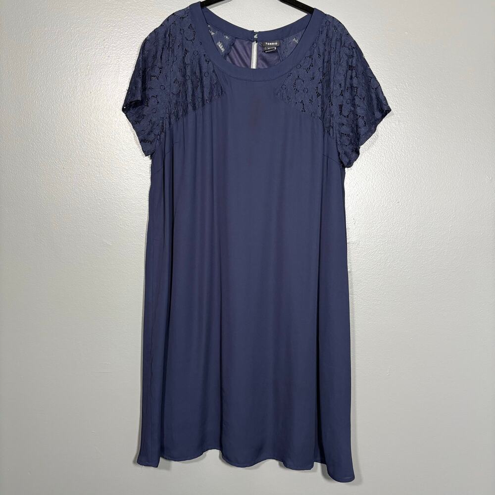 Torrid Navy Blue Lace Inset Formal Shift Dress Knee Length - Womens Plus Size 18